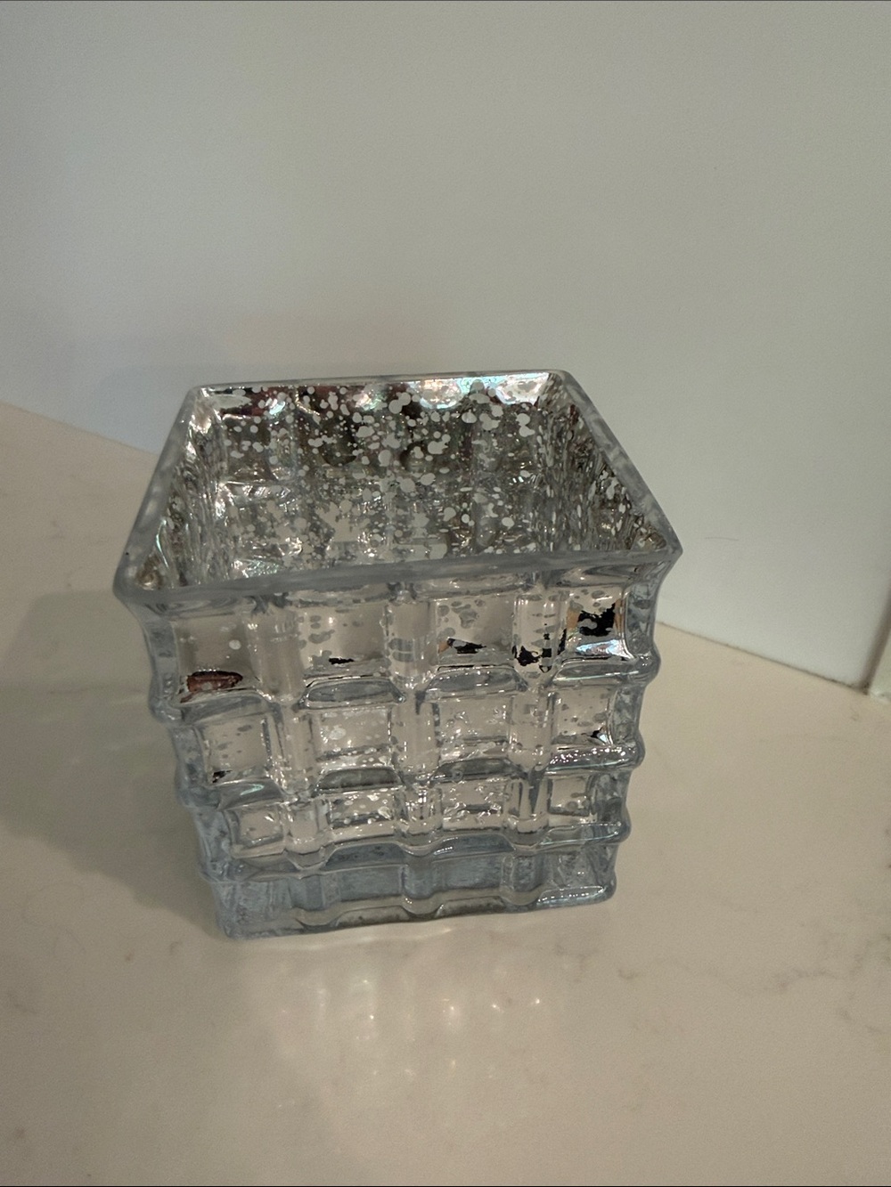 Mercury glass candle holder